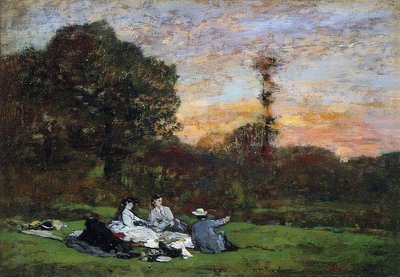 The Manet Family picnicking by Eugene Louis Boudin